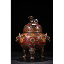 Old collection of cloisonne beast Button three-legged smoker-ZT10031