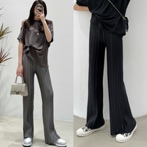 High waist pleated straight trousers 6133