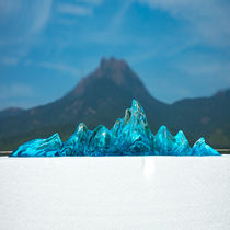 Blue Fake Mountain Transparent Pendulum piece New Chinese living room Xuanguan gangway Club Restaurant Decorative Home Teahouse Artwork