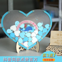 Blue transparent wedding wedding signature board book fingerprint tree sign-in Taiwan birthday annual meeting props love creativity