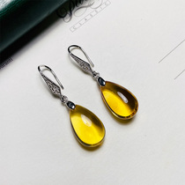 Natural yellow crystal droplet earring 925 silver ear crash jewelry jewelry girls birthday present simple temperament