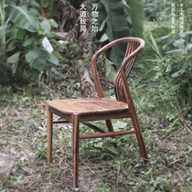 Zen chair Italian minimalist dining chair designer creative personality home solid wood backrest dining chair Nordic light luxury style