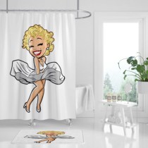 Cartoon Monroe waterproof and mildew-proof thickened polyester bathroom shower curtain toilet non-perforated set partition door curtain