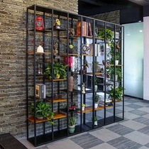 American wrought iron shelf partition decoration cabinet retro office display stand creative bookshelf living room storage shelf
