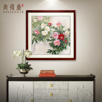 Hand drawing country Painter pen peony painting hopper square Xuanguan character painting Real Miraculous Living Room Decoration Painting Bedroom Hanging Painting Flowers Open Rich
