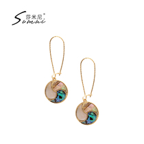 sumni Samini 18K gold shell stitching three-color fish earrings personality fashion temperament elegant drop earrings for women