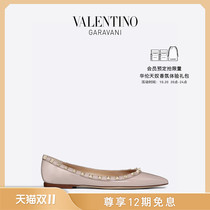 (Double 11 pre-sale) Valentino ladies ROCKSTUD classic patent leather rivet flat shoes single shoes