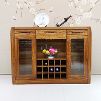 Ukim Wood Solid Wood Dining Side Cabinet Wine Cabinet Integrated By Wall Kitchen Bowl Cabinet Full Solid Wood Log Chinese Furniture