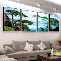 New Chinese Decorative Painting Living Room Painting Modern Simple Quadruple Painting Combination Painting Atmospheric Sofa Backwall Hanging Mural