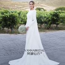 Special Angel Heart 2021 minimalist pure soft satin main wedding dress tour photo light yarn go out