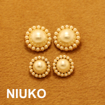 NIUKO elegant temperament imitation pearl button coat button coat women button gold button button metal button