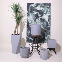 Cement flowerpot large Nordic floor-to-ceiling personality simple living room with tray large clearance balcony plant bonsai Basin