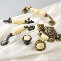 American pastoral cabinet door handle European modern minimalist wardrobe drawer ceramic single hole round cabinet door handle