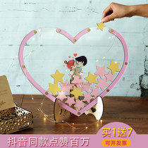 Pink love wood chip sign-in wall fingerprint tree painting wedding gift gold book creative signature book solid wood frame