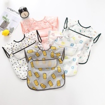 Baby eating cover thin four seasons universal waterproof sleeveless childrens apron Boy and girl rice pocket Baby bib