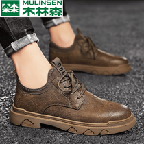 Wood Linson Male Shoes Summer 2022 New Tide Casual Leather Shoes Genuine Leather Men Low Help Breathable Thin Martin boots