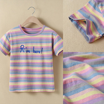 Striped girls T-shirt children 2021 summer dress new foreign style round neck big boy short sleeve cotton girl half sleeve t