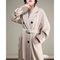 NZ Classic Bathrobe with double-row buttoned elephant grey 101801 cashmere big coat with high end thickened sand-coloured wool jacket