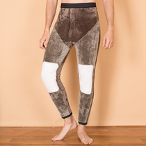 Warm pants men plus velvet thickened winter plus knee pads middle-aged and elderly Northeast four layers thickened inner wear tight-fitting pants cotton pants