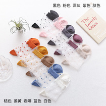Womens socks crystal polka dot stockings glass silk middle tube deodorant season thin socks Japanese Korean cute transparent socks