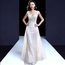 Stunning Stadium Host Banquet Wedding Bride Evening Dress Woman 2022 New High-end Quality Noble Chunqiu