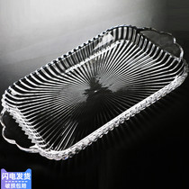 Eurostyle crystal glass rectangular tray fruit tray creative lettering tea table water glass tray melon fruit tray dried fruit tray