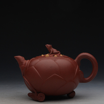 Taiwan reflux old purple sand pot famous master Jiang Rong early handmade red mud frog lotus seeds