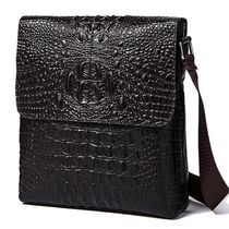 Head Layer Cow Leather Crocodile Print Genuine Leather Men Business Oblique Cross Bungalow Briefcase Casual Single Shoulder Bag Real Cow Leather Mens Bag