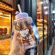 Straw Cup Female Cute Girl Hearts High Face Value Cups Portable Fresh Ins Wind Water Glasses Creative Trend Cartoon Cups