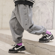 Boys spring and autumn sports pants spring clothes 2021 new childrens pants casual handsome pants in big childrens clothing tide