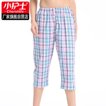 women's summer thin cotton loose outer wear plaid home pants pure cotton casual home shorts