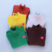 Childrens Autumn Winter New Love Sweater Boy Pure-colored knitting Sweater Baby Gas-Fitting Sweater