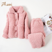 Top-Perpiper Parent-Child Cashmere Pyjamas Sleeping Suit Girl Flannel home The autumn and winter ladies can be worn outside
