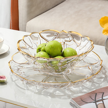 Light luxury ins Wind fruit plate crystal glass 2021 net red high end living room household coffee table dried fruit snack plate Basin