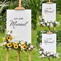 Water brand flower wedding props Wedding welcome sign simulation floral hotel creative guide sign window photography