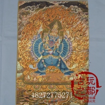 Antique collection hot sale of Nepalese thangka painting Tibetan Buddha statue gold silk embroidery thousand hands Guanyin thangka Buddha statue