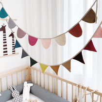 Love to baby linen plain childrens room decoration crib hanging flag baby photo props party triangle string flag
