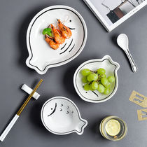 Japanese style minimalist dishes single set creative personality cute soup bowl small household ceramic plate student tableware