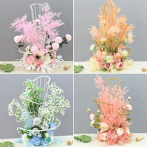 Wedding props Spiral wrought iron fan-shaped three-leaf flower vase flower frame Hotel wedding table flower ornaments road guide decoration arrangement