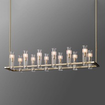 Mirror South Nordic post-modern American simple light luxury restaurant designer Model Room bar long glass chandelier
