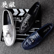 Bean Bean Shoes Mens Han Edition Sloppy Shoes 2022 New Genuine Leather Personality Trendy Leather Shoes Casual 100 Hitch Sumen Shoes