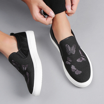 Casual shoes 2021 summer new trend Korean version of the wild lazy man one foot pedal social butterfly embroidery Loaf shoes men
