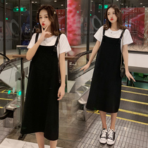 Pregnant woman summer dress suit fashion Tidal Hot Mother Personality Net Red Summer Dress Foreign pregnant woman Liondress Two sets