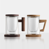 Day Style Bubble Tea Cup Tea Water Separation Filter Flower Tea Cup Creativity High Boron Silicon Clear Glass Water Cup Tasting Cup Personal