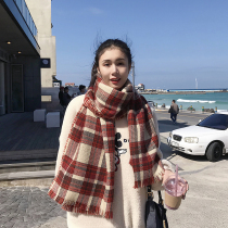 West Bourne Scarves Women Red Double Face Imitation Cashmere Circumference Neck Autumn Winter 100 Hitch Tattooed Days Ensemble Retro Winter Lovers Korean Edition