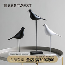 BEST WEST black and white bird creative animal ornaments modern minimalist home living room wine cabinet desktop decorations
