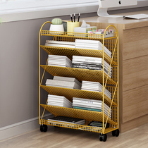 Small bookshelf next to the desk Floor shelf Classroom desk simple childrens removable book with wheels to store the bookcase