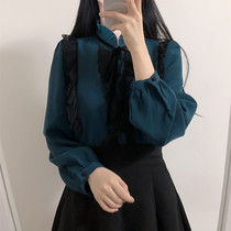 2021 Spring and Autumn New Korean Lace Bow Lace Belt Long Sleeve Shirt Women Design