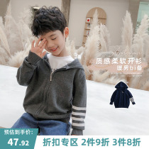 Childrens clothing childrens knitted cardigan cotton top tide big childrens thin section 2021 new boys sweater jacket fashion