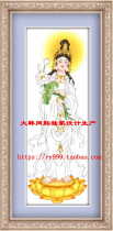 Buddhist figure Guanyin boutique cross stitch Nanhai Guanyin Bodhisattva ink simple Lotus station like cross stitch